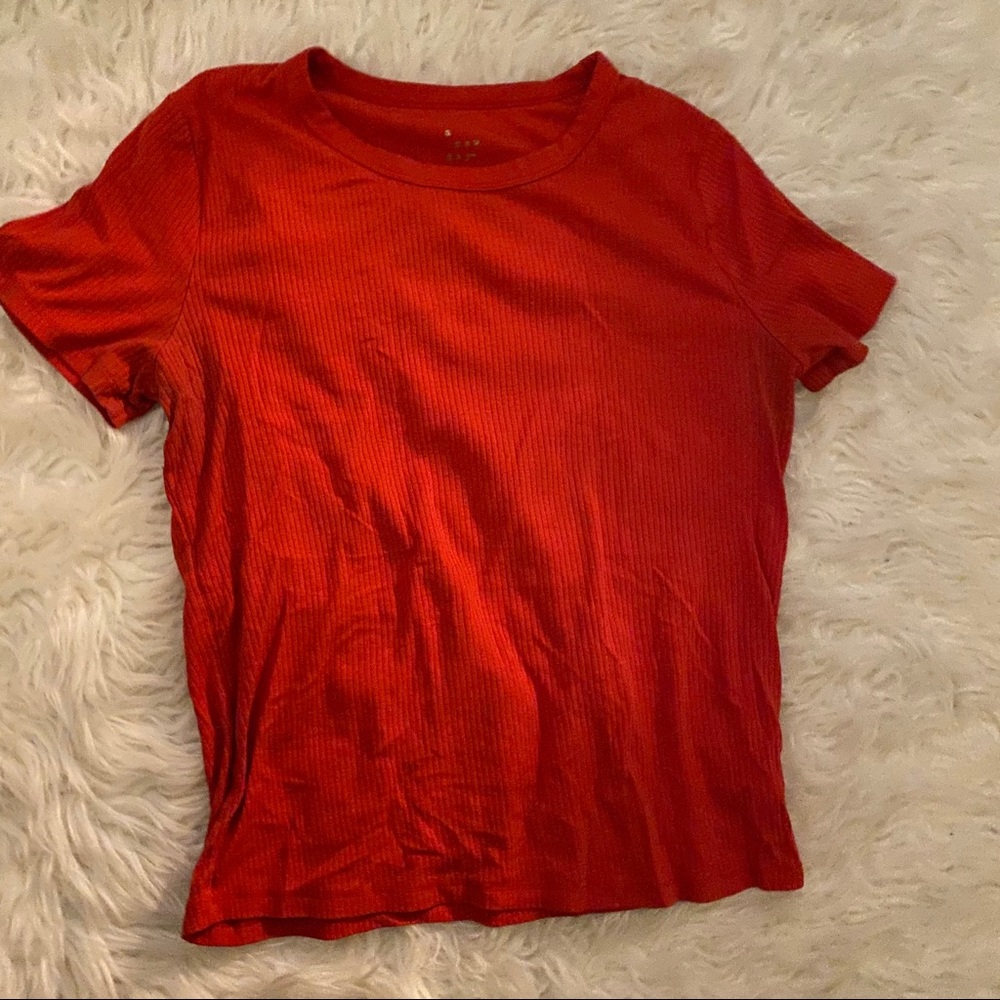 A new day red ribbed T-shirt